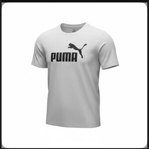 PUMA Men's Classic White Tee with Black Logo